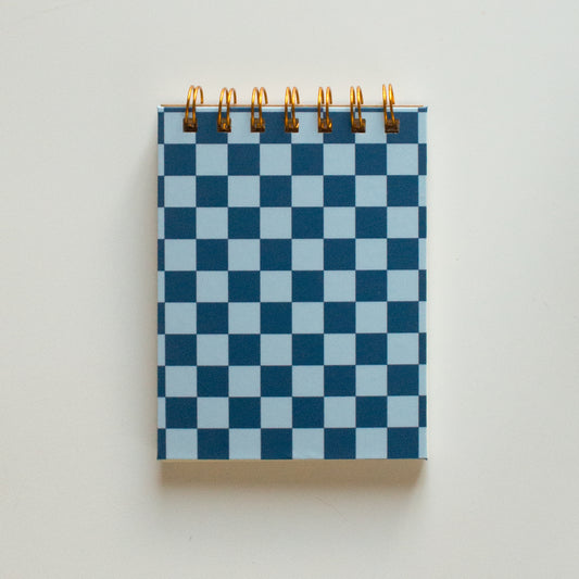 Blue Checkered Wired Notepad