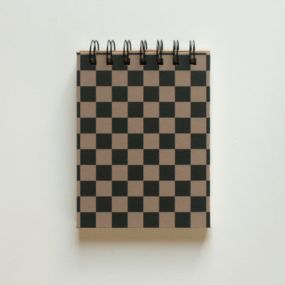 Brown Checkered Wired Notepad
