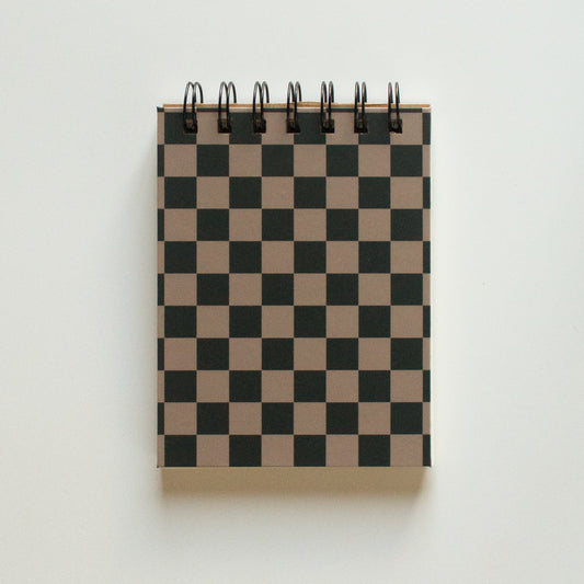 Brown Checkered Wired Notepad