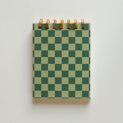 Green Checkered Wired Notepad