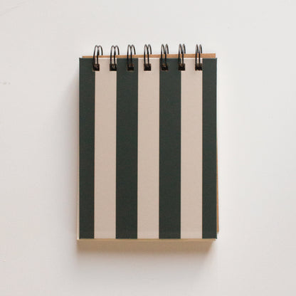 Olive Striped Wired Notepad
