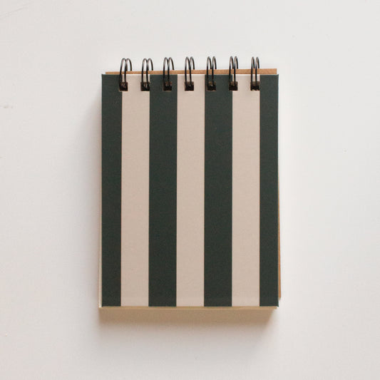 Olive Striped Wired Notepad